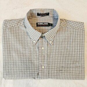 Kirkland Signature Men's Casual Short Sleeve Check Button Down Shirt Size XL